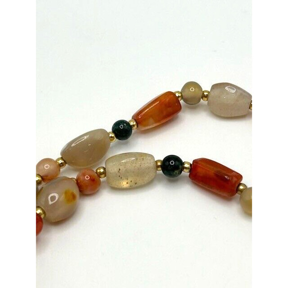 Vintage Natural Multicolor Gemstones Beaded Necklace 24" Barrel Closure - Picture 5 of 8